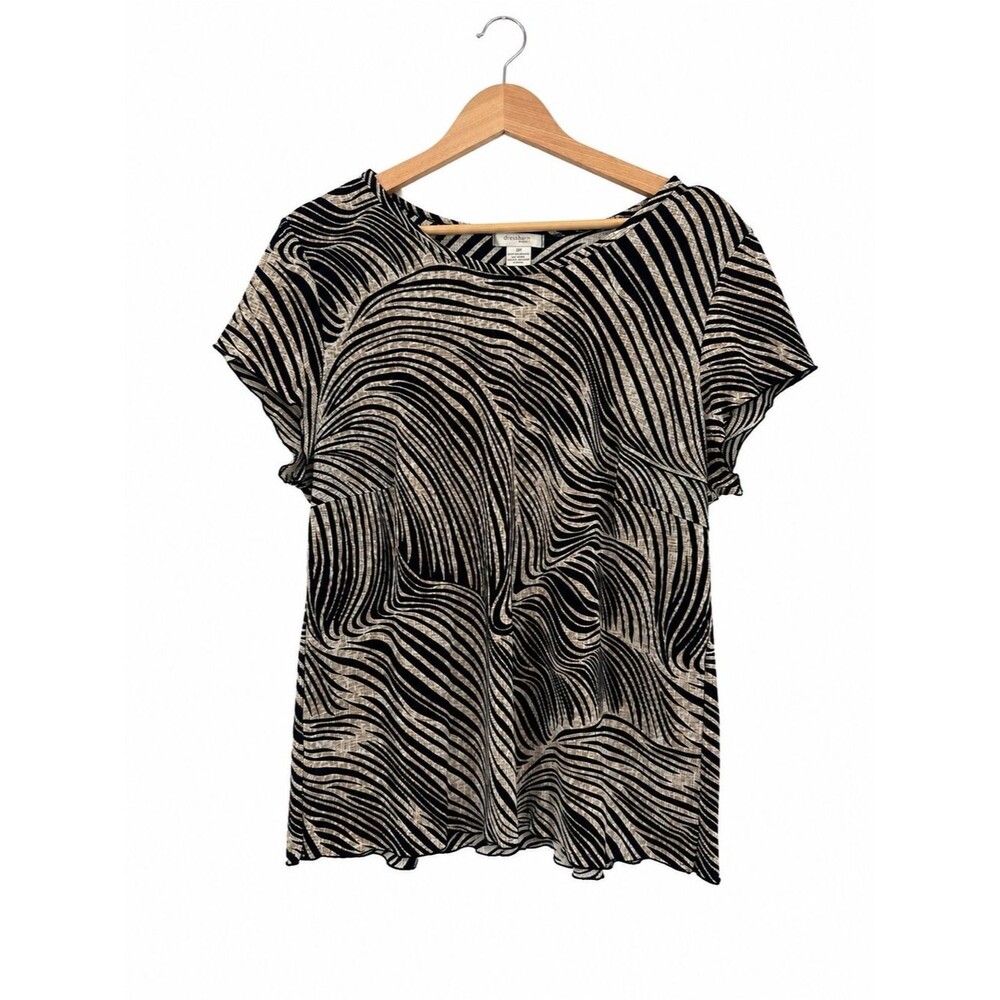 Dressbarn Abstract Pattern Blouse Top Crinkle Size 2X Blouse Y2k Style Zebra